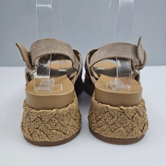 NEW Dolce Vita Winder Basketweave Sandal Womens 8 Camel Suede Slingback Platform - Picture 9 of 13